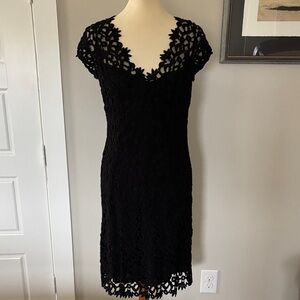 Chetta B Elegant Black Lace Midi Dress